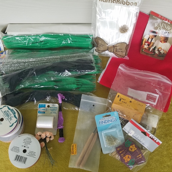 Craft Junk Drawer Lot Random Assorted Craft Items Ribbons,Felt Lot NOS - Picture 5 of 8